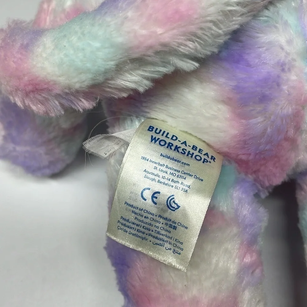 Build a Bear Rainbow Pastel Tie Dye Kitty Cat Plush ~18
